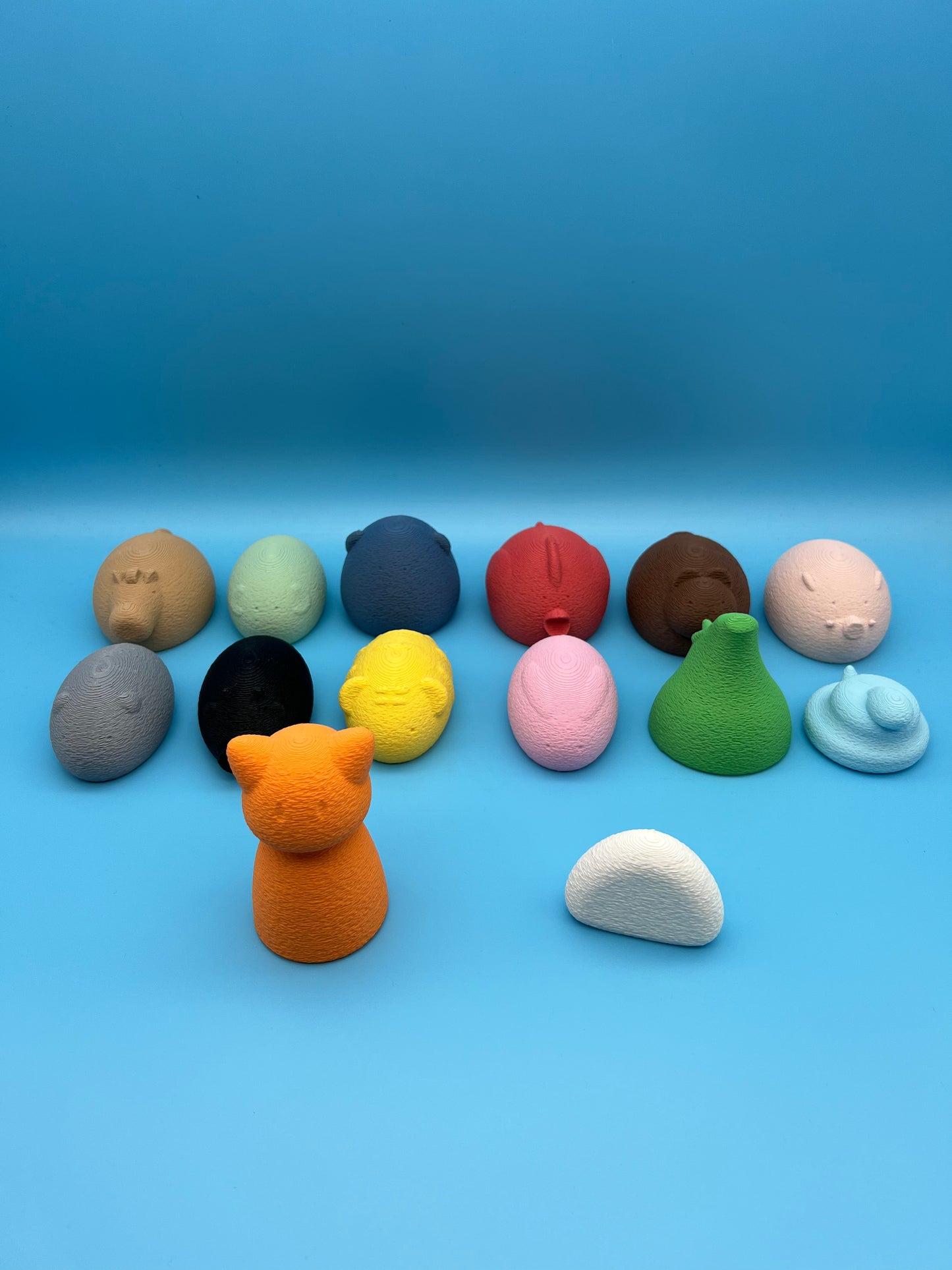 LARGE FUZZY Chinese Zodiac full set (14 Figures) Cat Rat Ox Tiger Rabbit Dragon Snake Horse Sheep Monkey Rooster Dog Boar 3D Printed Color