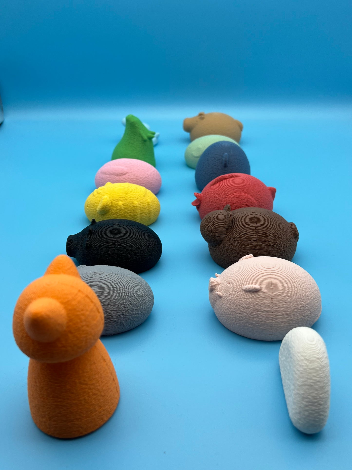 LARGE FUZZY Chinese Zodiac full set (14 Figures) Cat Rat Ox Tiger Rabbit Dragon Snake Horse Sheep Monkey Rooster Dog Boar 3D Printed Color