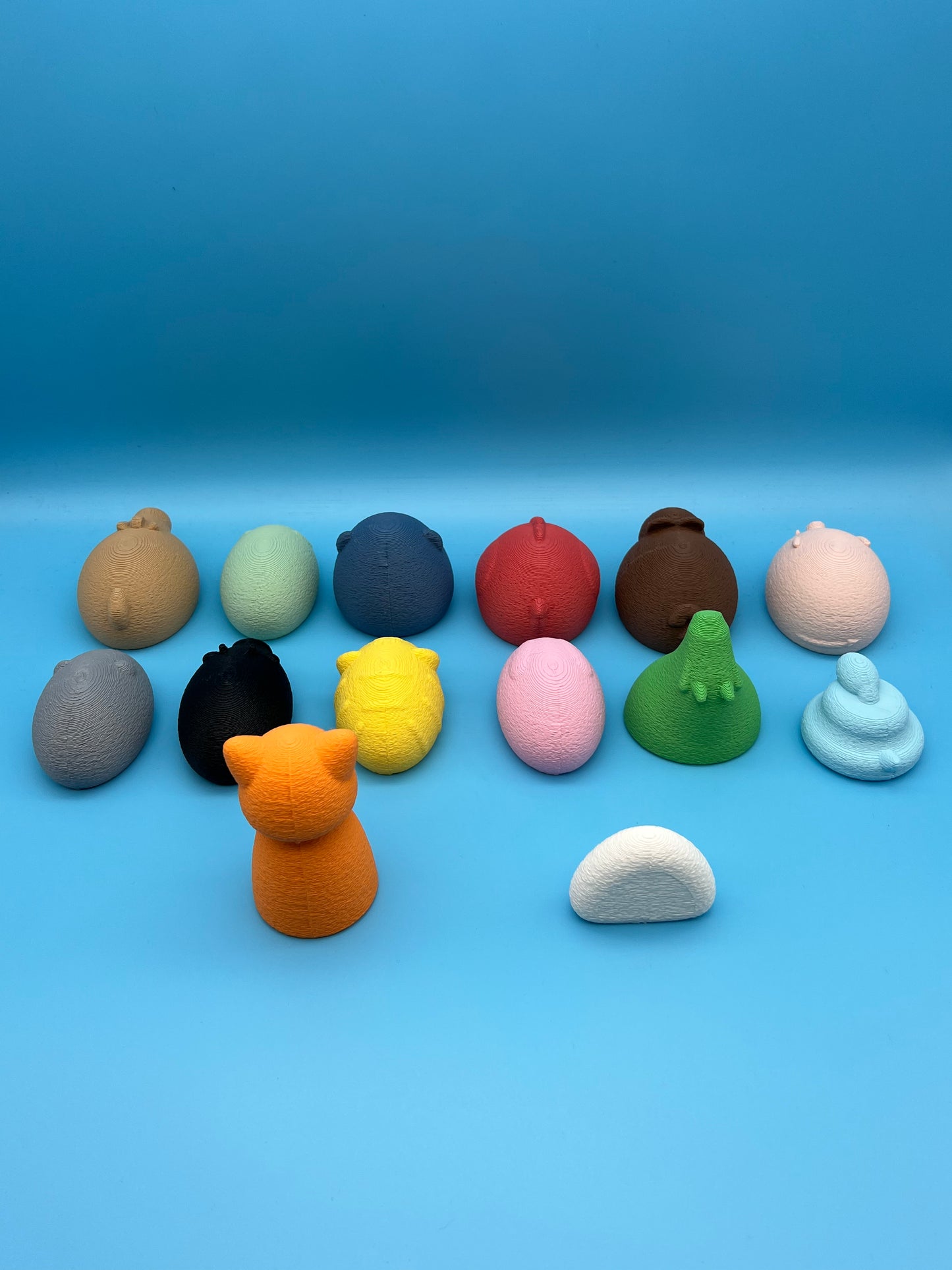 LARGE FUZZY Chinese Zodiac full set (14 Figures) Cat Rat Ox Tiger Rabbit Dragon Snake Horse Sheep Monkey Rooster Dog Boar 3D Printed Color